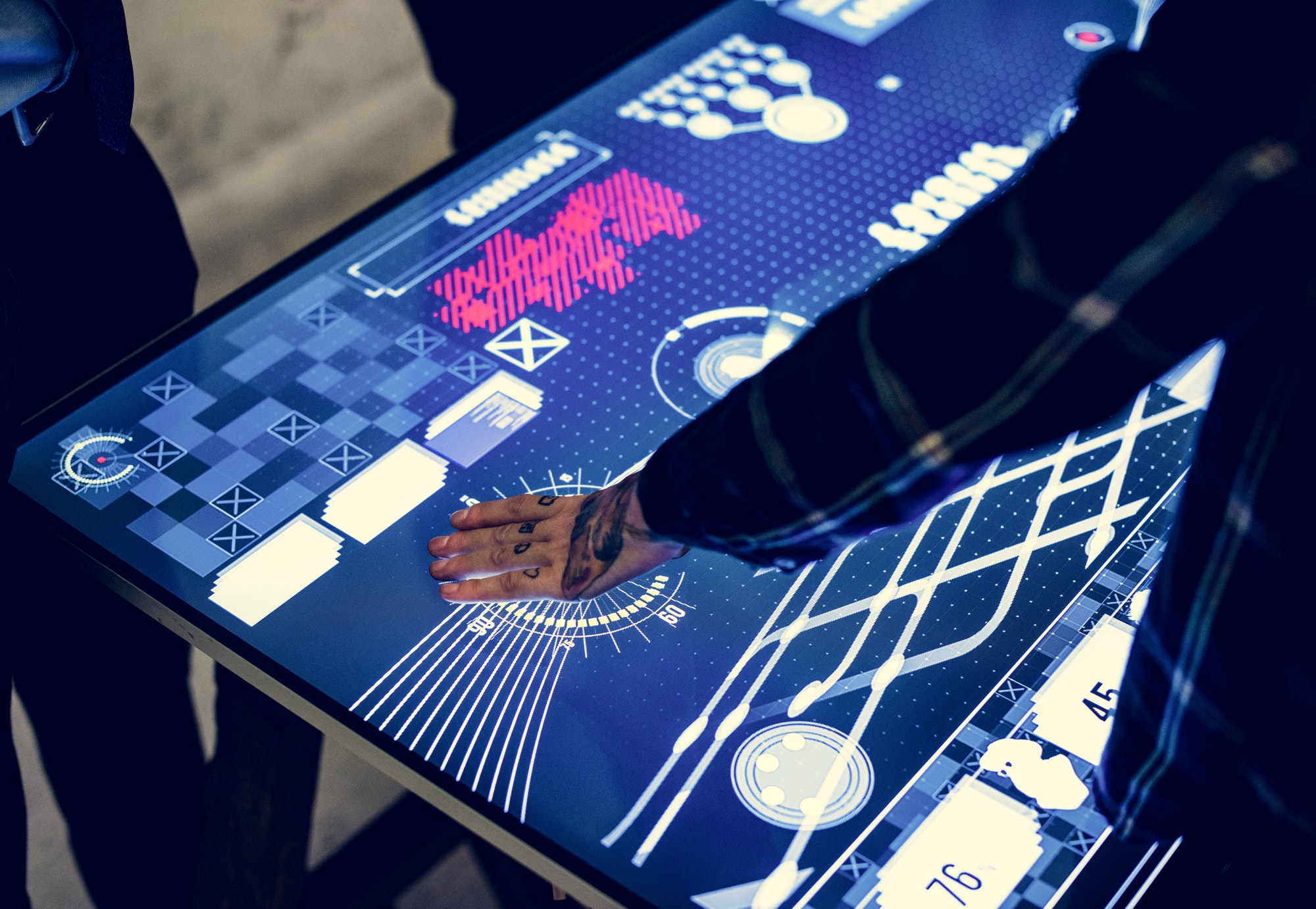 People in a technology cyber space meeting